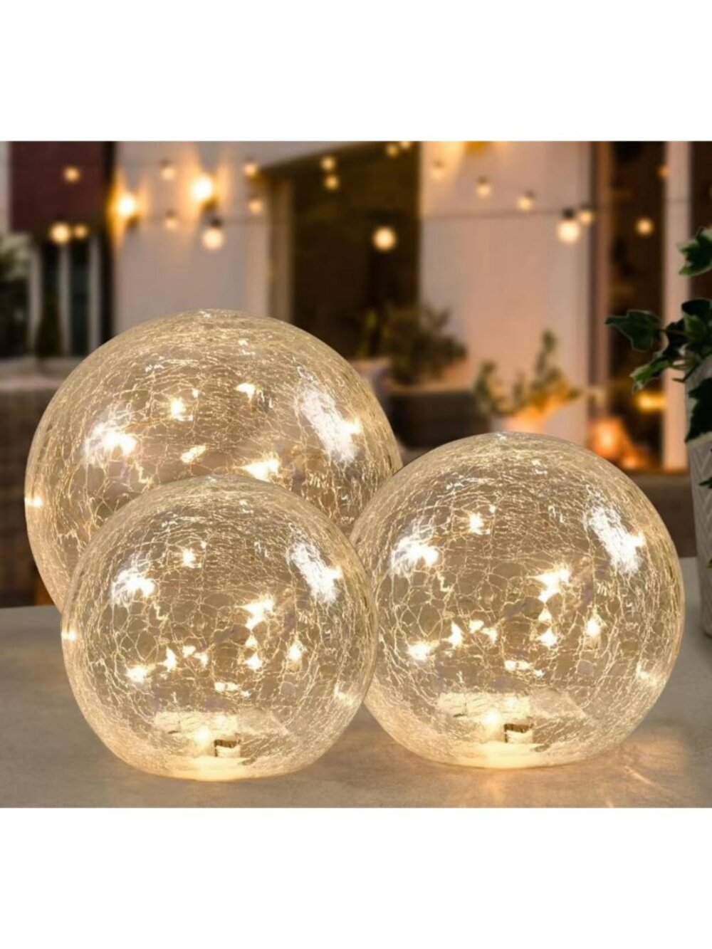 Battery Operated Crackle Globe LED Lamp | Decorative Night Light for Home